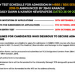 JSMU Entry Test Schedule for Admission in MBBS & BDS Sindh