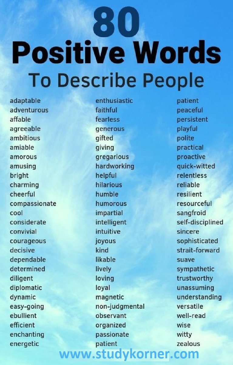 Positive Words To Describe Someone StudyPK